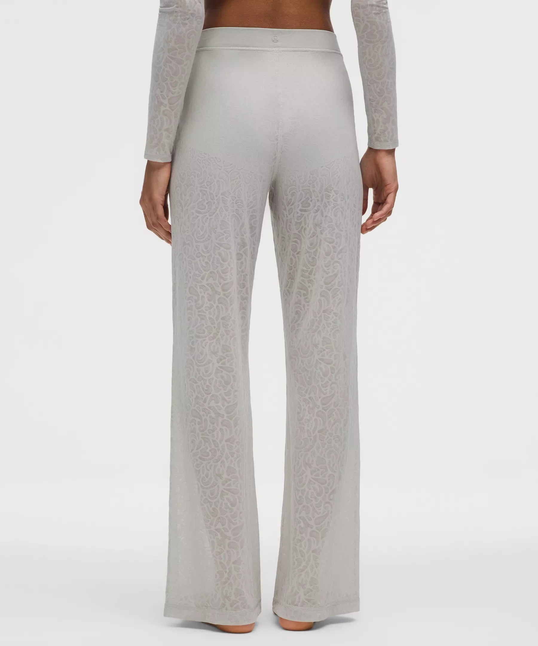 Paisley Lace Jacquard High-Rise Flared Pant